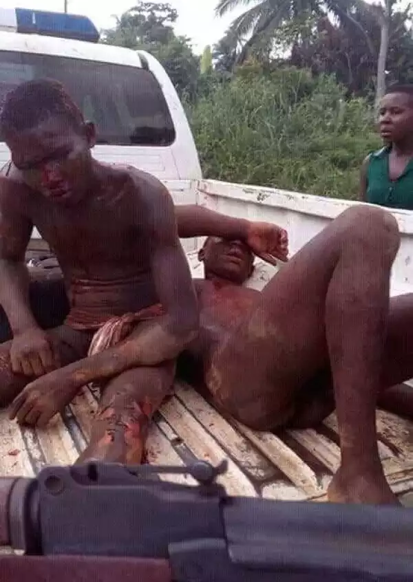 Viwers Discretion!! See What Angry Residents Did to a Gang of Motorcycle Robbers Caught in Imo Community (Photos 18+)
